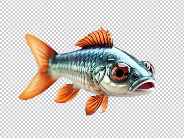PSD psd of a 3d cute eurasian minnow fish on transparent background