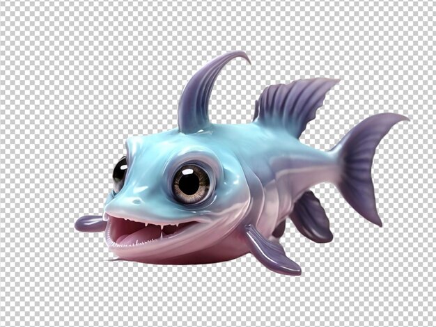 PSD psd of a 3d cute hag fish on transparent background