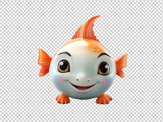 PSD psd of a 3d cute half moon fish on transparent background