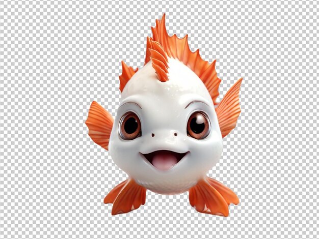 PSD psd of a 3d cute hand fish on transparent background