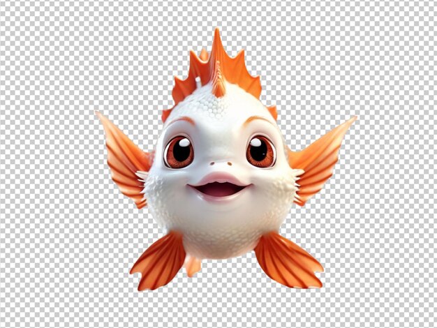 PSD psd of a 3d cute hand fish on transparent background