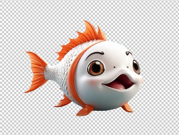 Psd of a 3d cute hand fish on transparent background