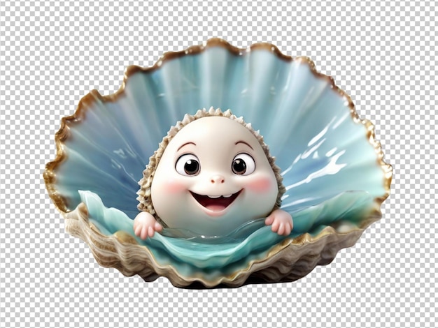 PSD psd of a 3d cute oyster on transparent background