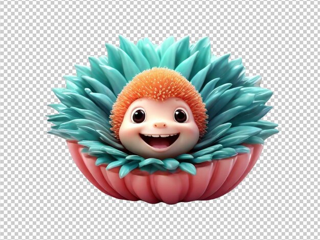 PSD psd of a 3d cute sea anemone on transparent background