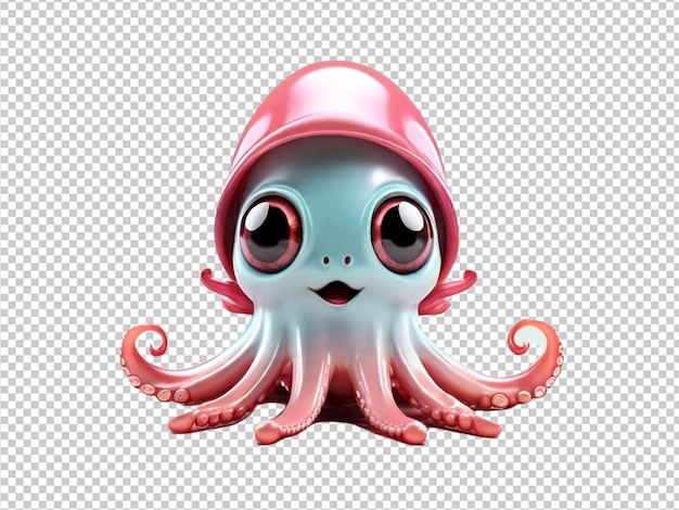 PSD psd of a 3d cute squid on transparent background