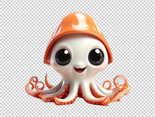 PSD psd of a 3d cute squid on transparent background