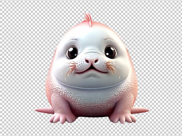 PSD psd of a 3d cute walrus on transparent background