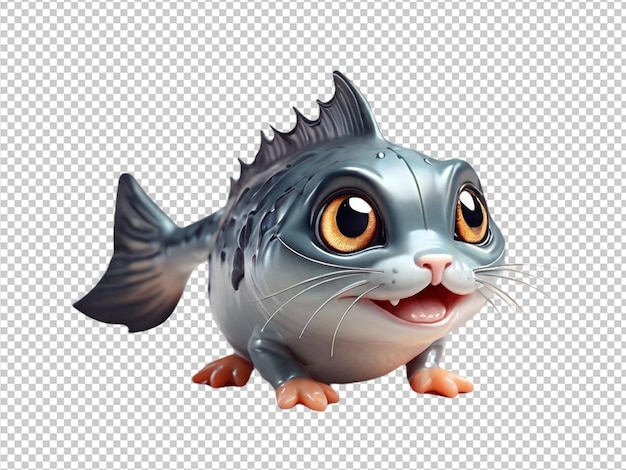 Psd of a 3d cutest ever carp fish on transparent background