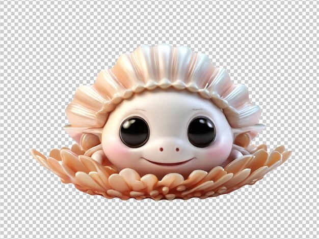 PSD psd of a 3d cutest ever clam fish on transparent background