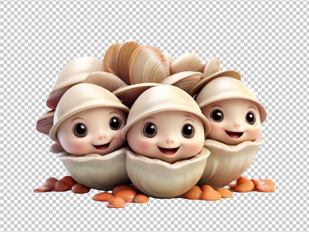 PSD psd of a 3d cutest ever clams fish on transparent background