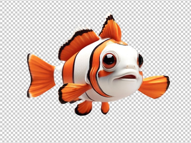 PSD psd of a 3d cutest ever clown fish on transparent background