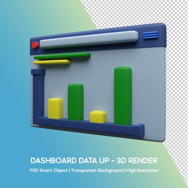 Psd 3d design icona dashboard dati illustrazione per il business