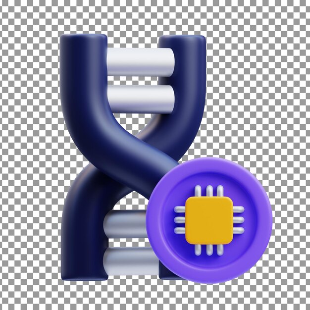 PSD psd 3d dna icon on isolated and transparent background