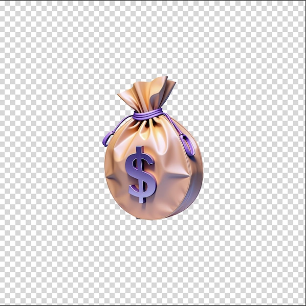 PSD 3D dollar bag with transparent background