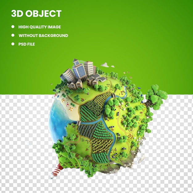 PSD 3D модель земного шара