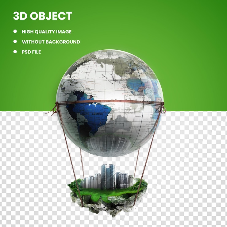 PSD psd 3d earth globe model