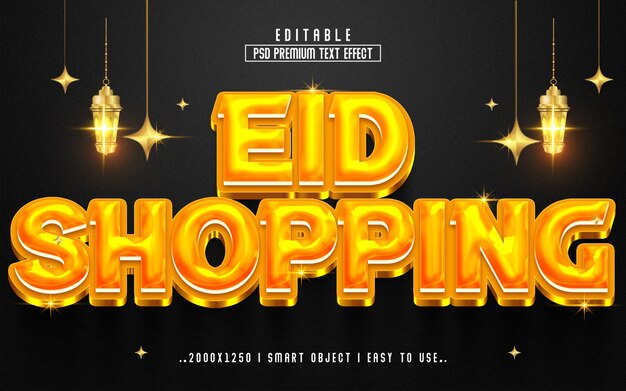 Psd 3d eid shopping psd text effect style editable