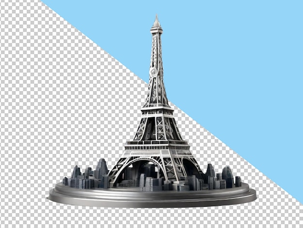 PSD psd di una torre eiffel 3d su uno sfondo trasparente