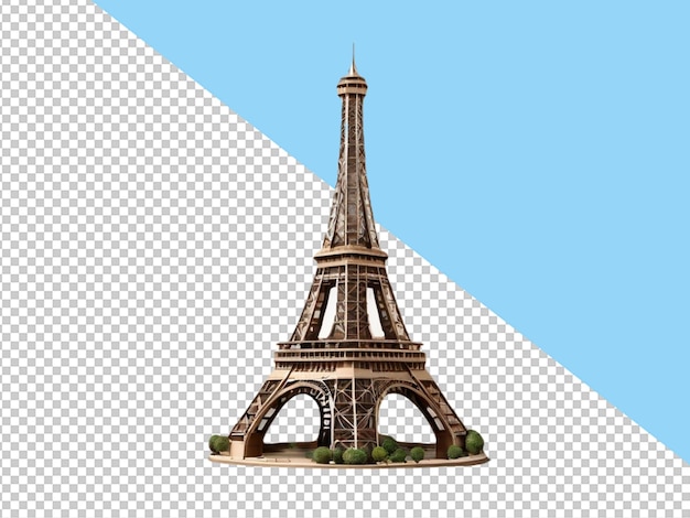 PSD psd of a 3d eiffel tower on transparent background