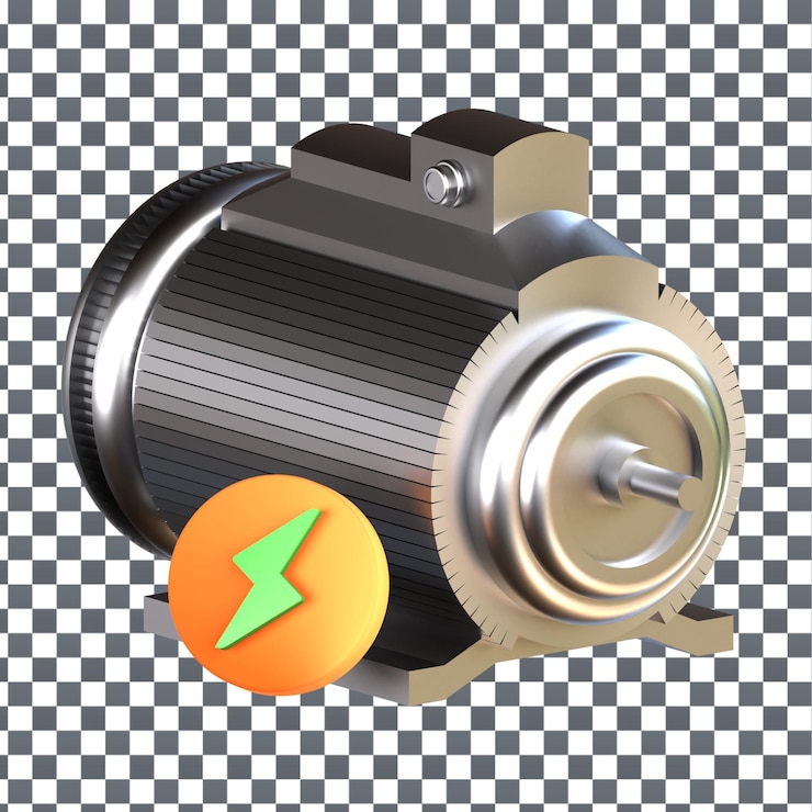 PSD psd 3d electric motor icon on isolated and transparent background