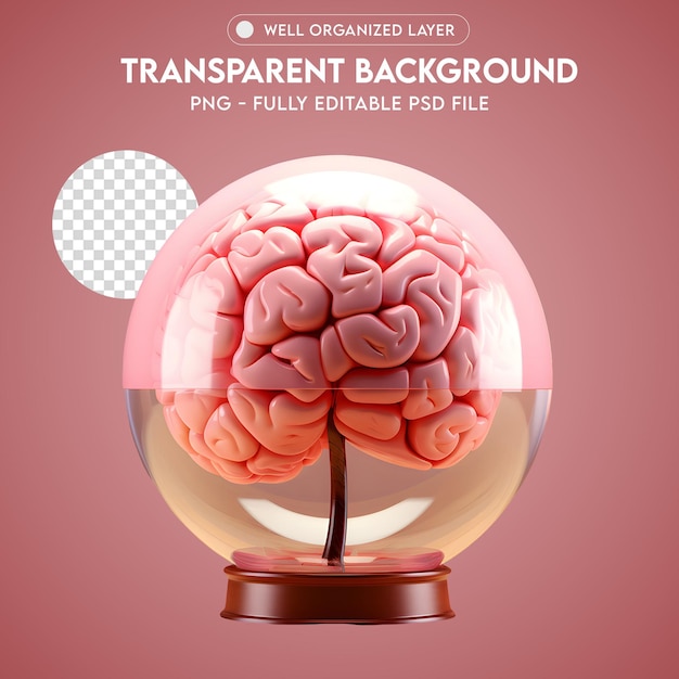 Psd 3d element brain per la composizione png trasparente