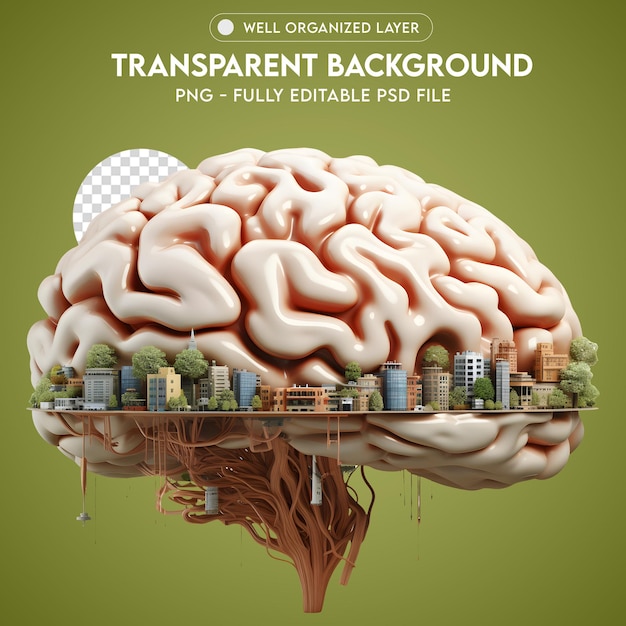 Psd 3d element brain voor composition transparent png