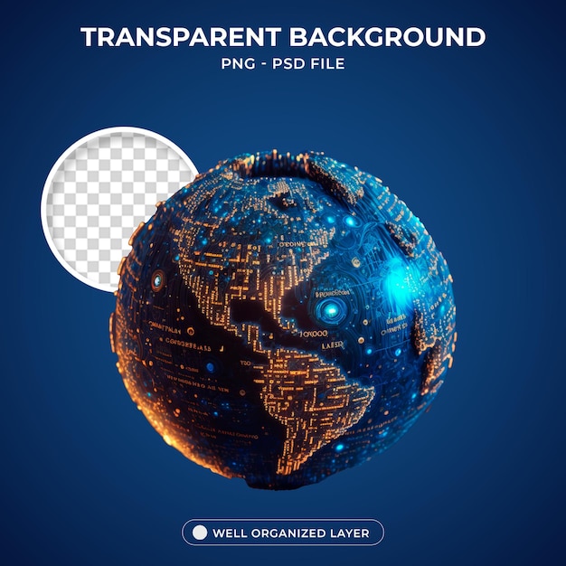 Psd 3d element earth png transparent