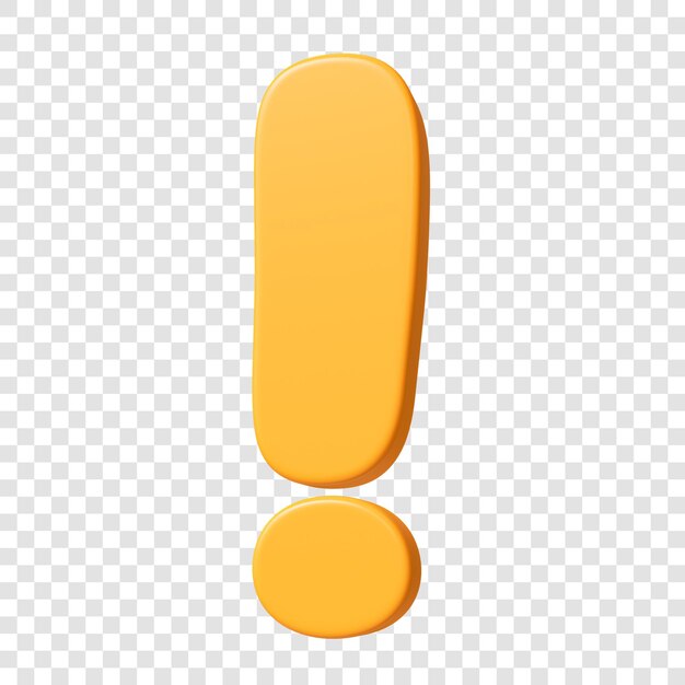 PSD 3d exclamation mark on transparent background