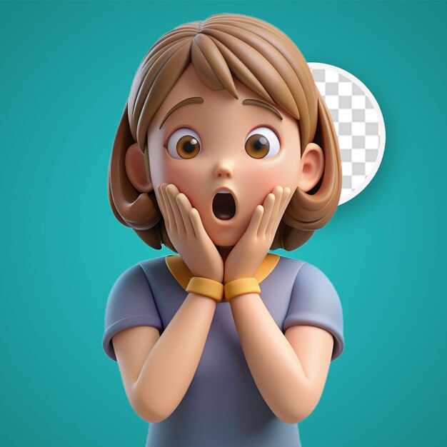 PSD psd 3d female character businesswoman surprised reaction