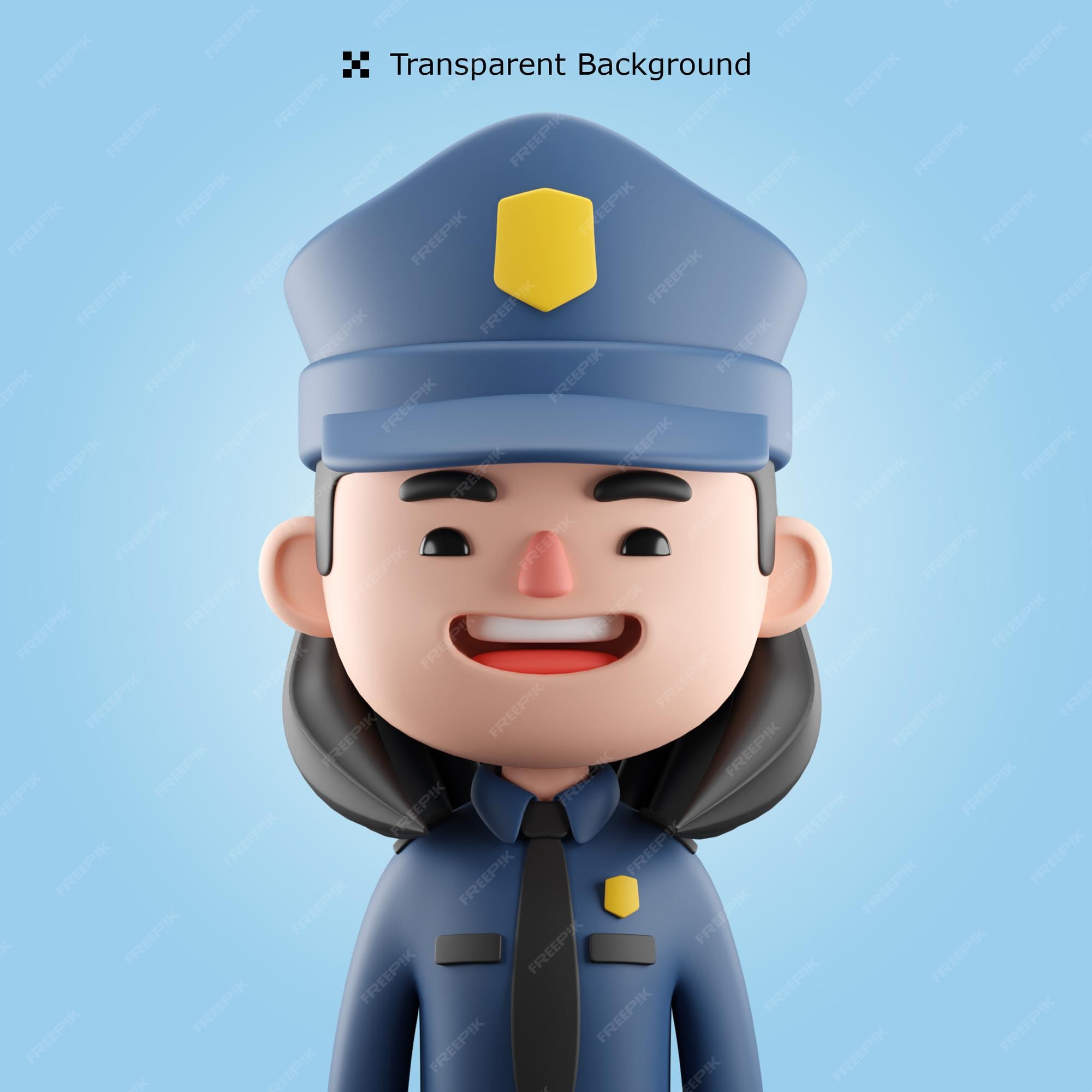 Premium PSD | Psd 3d female police officer cartoon avatar Premium PSD | Psd 3d female police officer cartoon avatar