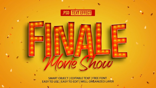 PSD psd 3d finale film show stijl licht tekst effect