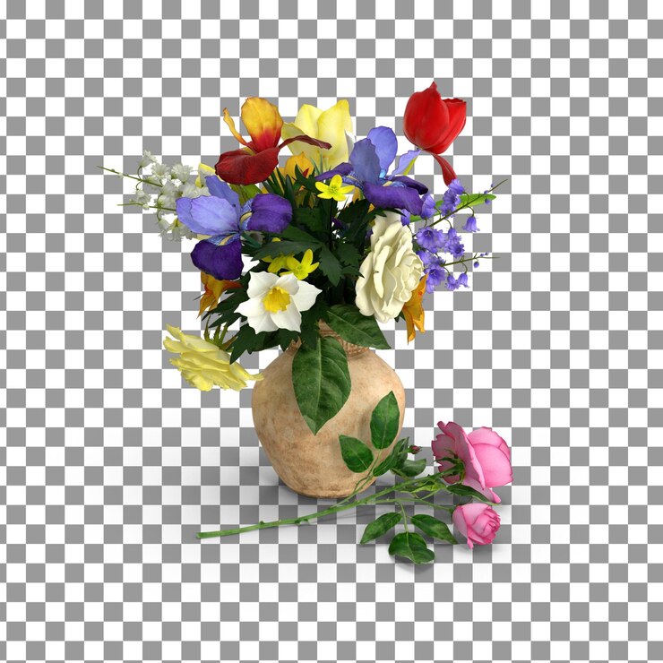 PSD psd 3d цветочный набор верх на изолированном и прозрачном фоне