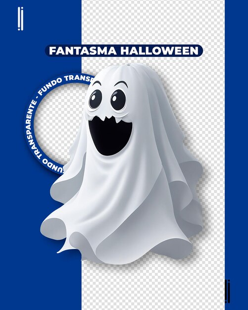 PSD psd 3d fantasma volante felice halloween sfondo isolato