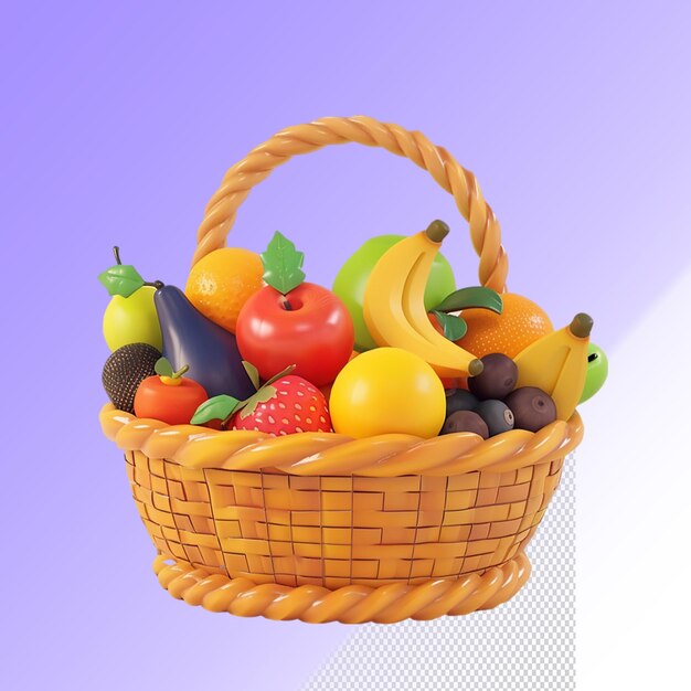 Psd 3d fruit isolated on a transparent background