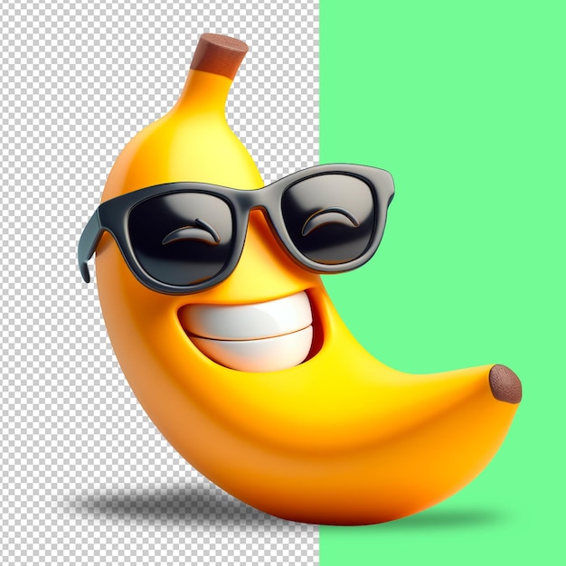 PSD psd 3d 透明な背景の面白いアニメのバナナ