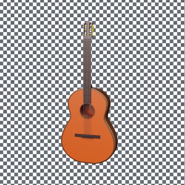 Psd 3d gitaar pictogram op geïsoleerde en transparante achtergrond