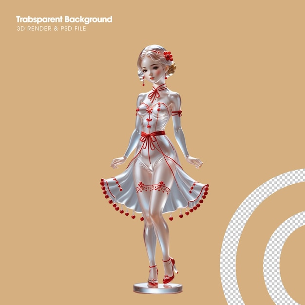 PSD psd 3d glass martisor girl statue