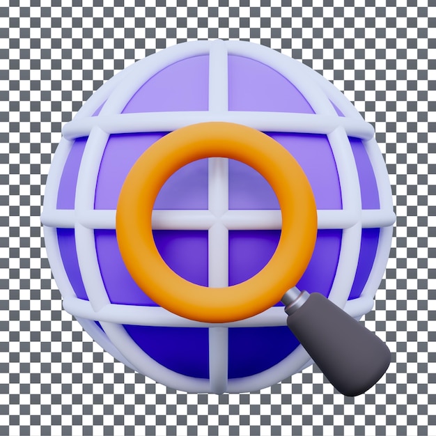 psd 3d globe icon on isolated and transparent background