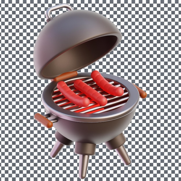 PSD psd 3d grill barbq icon on isolated and transparent background