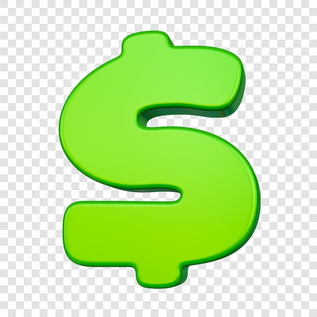 PSD psd 3d groene cartoon dollar symbool op doorzichtige achtergrond