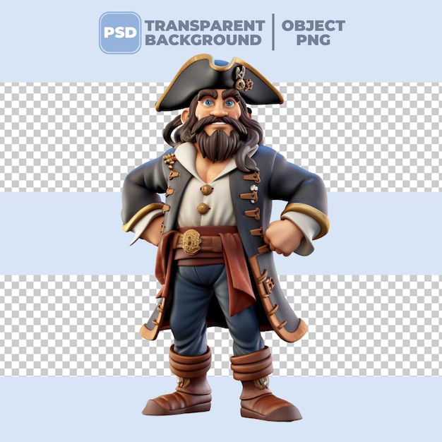 Psd 3d halloween pirate captain costume