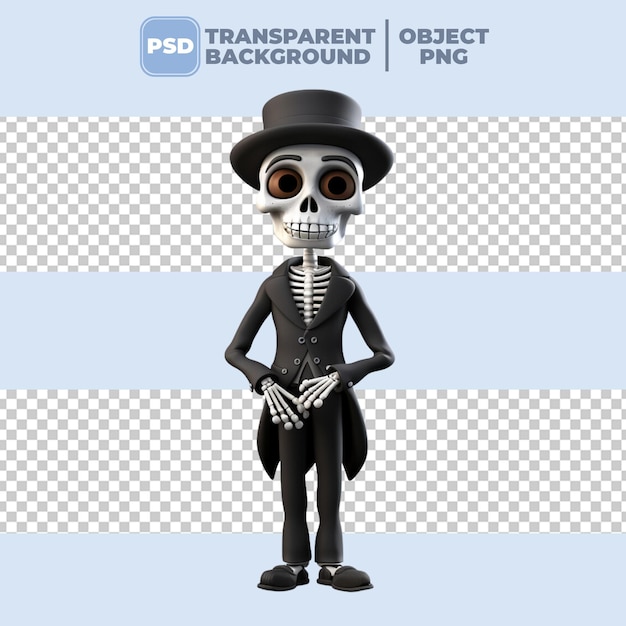 PSD 3D Halloween Skeleton Wear Black