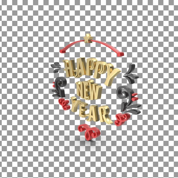 Psd 3d happy new year icon on isolated and transparent background