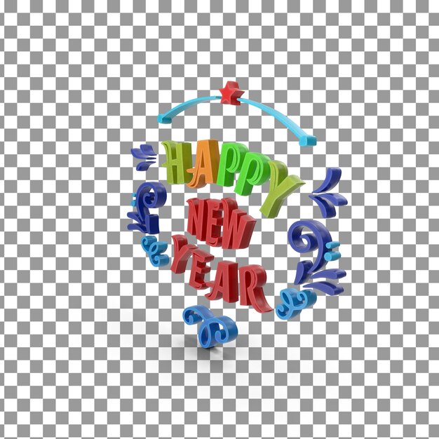 Psd 3d happy new year icon on isolated and transparent background