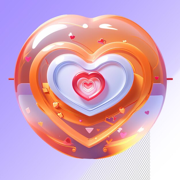 PSD psd 3d heart isolated on a transparent background