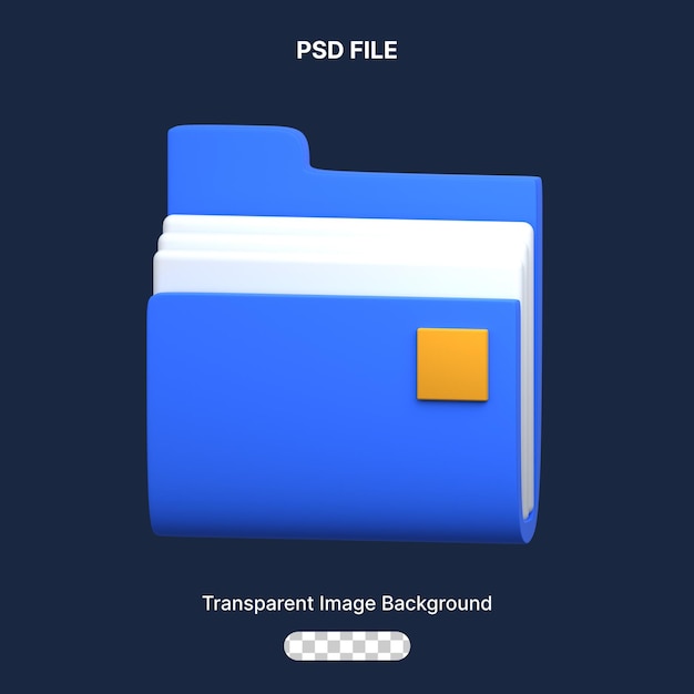 Psd 3d icon folder isolated on the transparent background