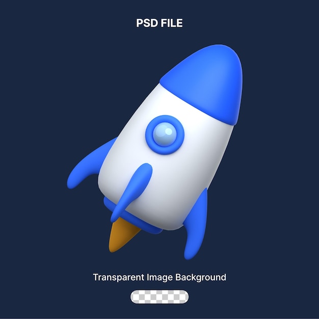 PSD 3d 아이콘 로켓 투명 배경에 고립