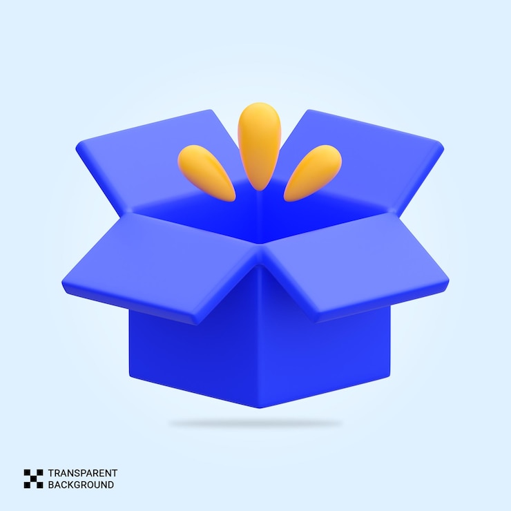 PSD psd 3d icon van de lege doos