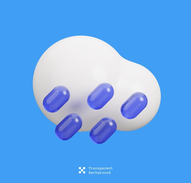 Psd 3d icon for weather conditions with cloud and raining weather forecast icon concept