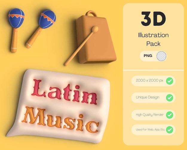 PSD psd 3d ikona muzyki latynoskiej renderowana 3d przezroczysta